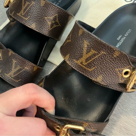 LOUIS VUITTON Bom Dia Flat Comfort Mule Sandal Size 38.5 - Picture 7 of 16
